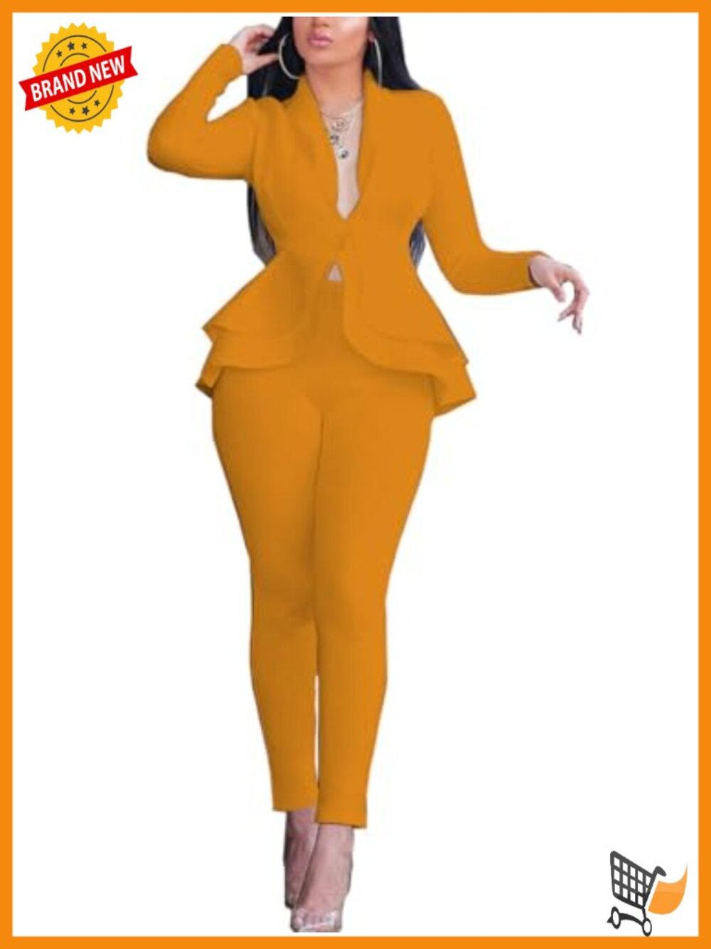 Ruffle Blazer 2 Piece Set Women Long Sleeve Pants Bodycon